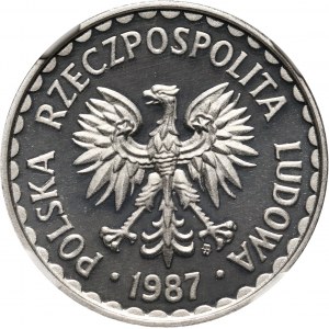 PRL, 1 złoty 1987, Stempel lustrzany
