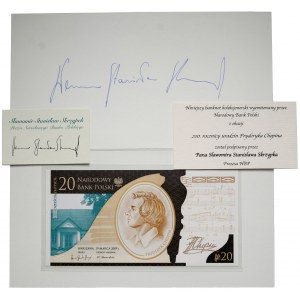 III RP, 20 złotych 2010, Fryderyk Chopin, seria FC, w folderze z podpisem prezesa NBP Sławomira Stanisława Skrzypka