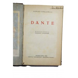 PORĘBOWICZ Edward - Dante, Warszawa 1922