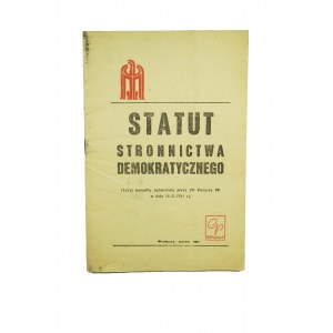 STATUT STRONNICTWA DEMOKRATYCZNEGO, Warszawa 1981