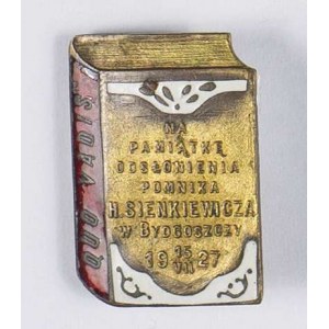 Odznaka Na Pamiątkę odsłonięcia pomnika Henryka Sienkiewicza w Bydgoszczy 15 VII 1927