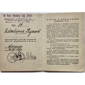 Legitimationskarte für die militärische Ausbildung Nr. 39 vom 24.VIII.1937