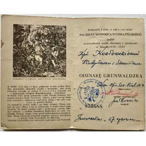 Legitimation des Grunwald-Abzeichens Nr. 030688 vom 27.06.1945.