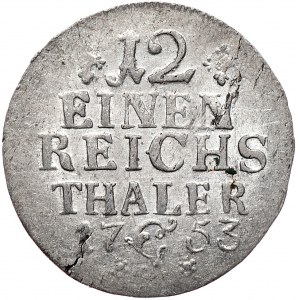 Prusy, Fryderyk II, 1/12 talara 1753 G, Szczecin, rzadkie