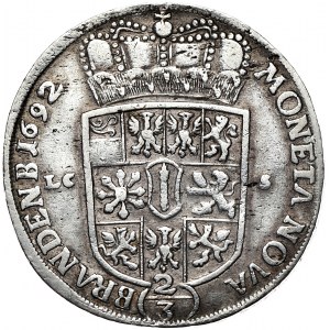 Prusy (księstwo), Fryderyk III, 2/3 talara (gulden) 1692 LC-S, Berlin