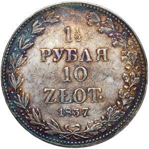 Zabór rosyjski, Mikołaj I, 1 1/2 rubla, 10 złotych 1837 MW, Warszawa