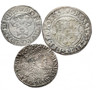 Szeląg 1538, Gdańsk, grosz 1535, Elbląg, grosz 1604, Kraków – zestaw 3 szt