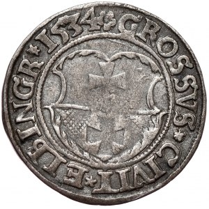 Zygmunt I Stary, grosz 1534, Elbląg, ciemna patyna
