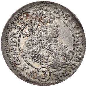 Śląsk, Józef I, 3 krajcary 1707 FN, Wrocław