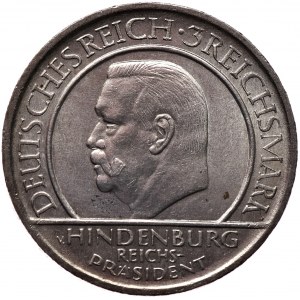 Niemcy, Republika Weimarska, 3 marki 1929 A, Berlin, Przysięga Hindenburga