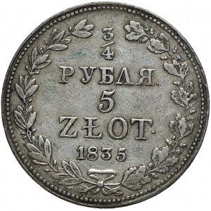 Zabór rosyjski, Mikołaj I, 3/4 rubla 5 złotych 1835 MW, Warszawa