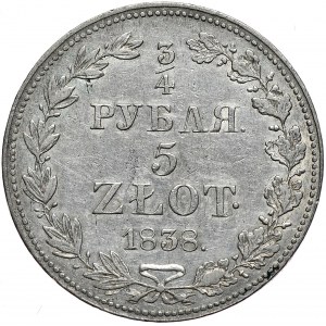 Zabór rosyjski, Mikołaj I, 3/4 rubla 5 złotych 1838 MW, Warszawa