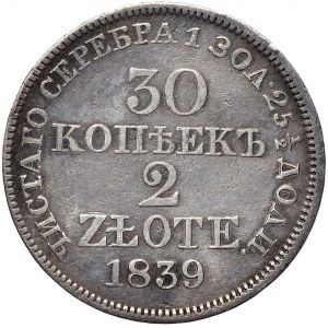 Królestwo Kongresowe, Mikołaj I, 30 kopiejek/2 złote 1839, Warszawa