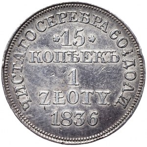 Królestwo Kongresowe, Mikołaj I, 15 kopiejek/1 złoty 1836, Warszawa