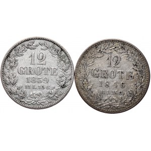 Niemcy, Brema-miasto, 12 grote 1846, 1859 - razem 2 szt.