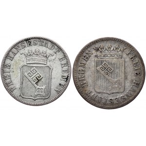 Niemcy, Brema-miasto, 12 grote 1846, 1859 - razem 2 szt.