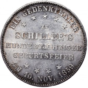 Niemcy, Frankfurt-miasto, talar pamiątkowy 1859, setna rocznica urodzin poety F. Schillera