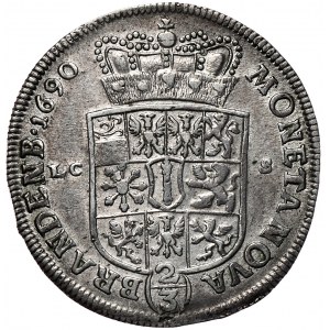 Prusy (księstwo), Fryderyk III, 2/3 talara (gulden) 1690 LC-S, Berlin