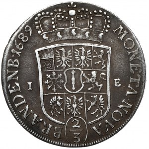 Prusy (księstwo), Fryderyk III, 2/3 talara (gulden) 1689 I-E, Magdeburg