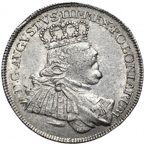 August III, ort koronny 1754, Lipsk, mała głowa z charakterystycznym podbródkiem