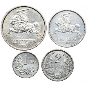 Litwa, 1, 2 lity 1925, 5, 10 litów 1936, razem 4 sztuki
