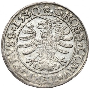 Zygmunt I Stary, grosz 1530 Toruń, PRVS/PRVSS miecz w lewej łapie
