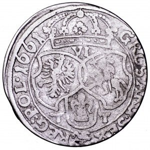 Jan II Kazimierz, szóstak 1661 TT - obwódki, rzadszy