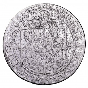 Jan II Kazimierz, ort 1668 TLB, Kraków - herb Ślepowron