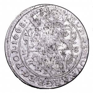 Jan II Kazimierz, ort 1668 TLB, Kraków - herb Ślepowron