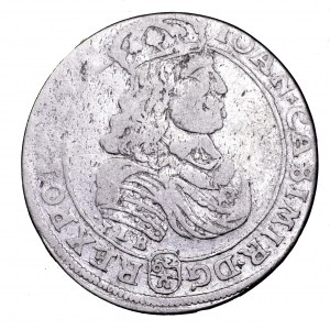 Jan II Kazimierz, ort 1668 TLB, Kraków - herb Ślepowron