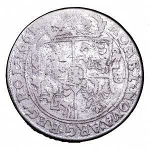 Jan II Kazimierz, ort 1668 TLB, Kraków - herb Ślepowron