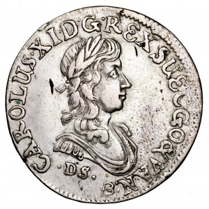 Pomorze, Karol XI, 1/2 guldena (1/3 talara) 1674, Szczecin - rzadkie