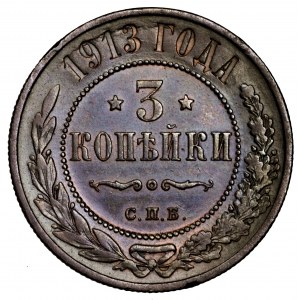 Rosja, Mikołaj II, 3 kopiejki 1913, St. Petersburg