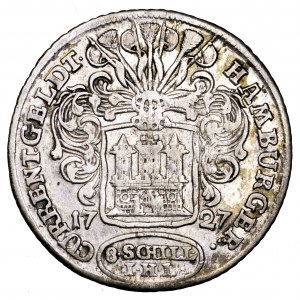 Niemcy, Hamburg, Karol VI, 8 szylingów 1727