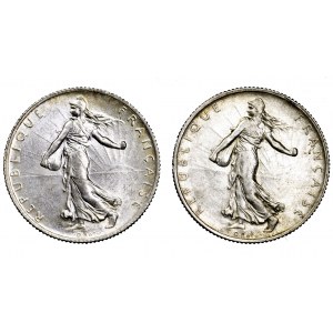 Francja, zestaw 2 x 2 franki (1915 i 1916)