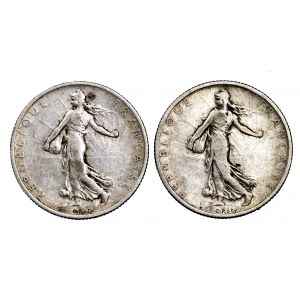 Francja, zestaw 2 x 2 franki (1902 i 1904)