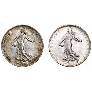 Francja, zestaw 2 x 2 franki (1916 i 1918)