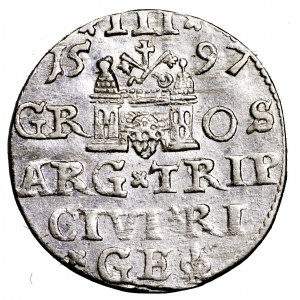 Zygmunt III Waza, trojak 1597, Ryga - śliczny