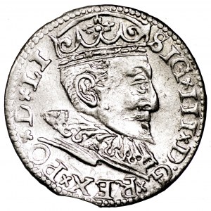 Zygmunt III Waza, trojak 1596, Ryga - bardzo ładny