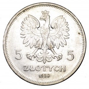 II Rzeczpospolita, 5 złotych 1930, Sztandar - płytki