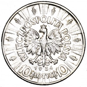 II Rzeczpospolita, 10 złotych 1934, Piłsudski - urzędowy, rzadki