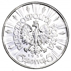 II Rzeczpospolita, 5 złotych 1936, Piłsudski