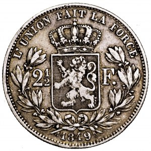 Belgia, Leopold I, 2,5 franka 1849 - rzadsze