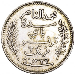 Tunezja, 2 franki 1911 A