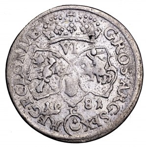 Jan III Sobieski, szóstak 1681 TLB, Bydgoszcz - C pod tarczami herbowymi