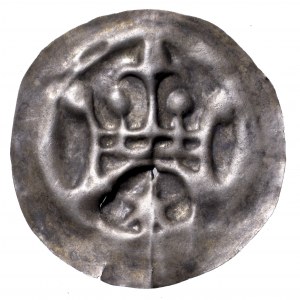 Zakon Krzyżacki, brakteat brama z krzyżem liliowym, 1255-1265, Toruń