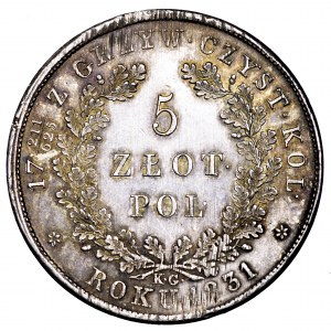 Powstanie Listopadowe, 5 złotych 1831 KG - piękne