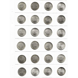 Francja, zestaw 24 monet 1 frank - piękne