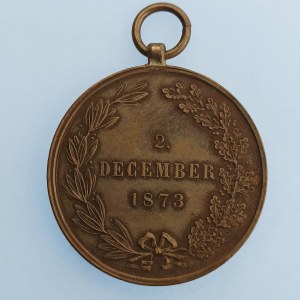 Rakousko - Uhersko / AE válečná med. - 2 . December 1873, F.J.I., rakouská ražba, bez stuhy, plastická, ouško...