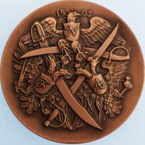Česká republika / AE medaile Bitva tří císařů - Slavkov, medailony tří císařů / zkřížená šavle přes tři orly, Kremnica...